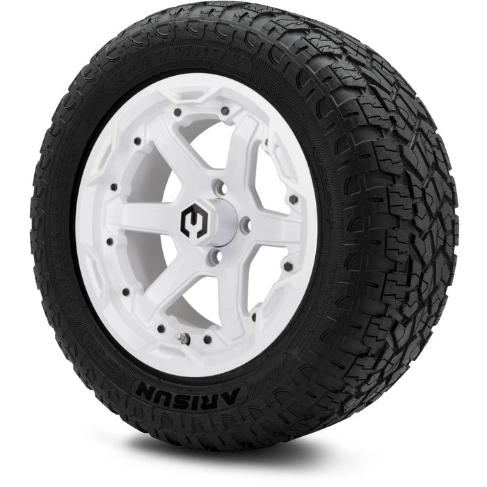 MODZ 14" Gladiator Glossy White Wheels & Off-Road Tires Combo