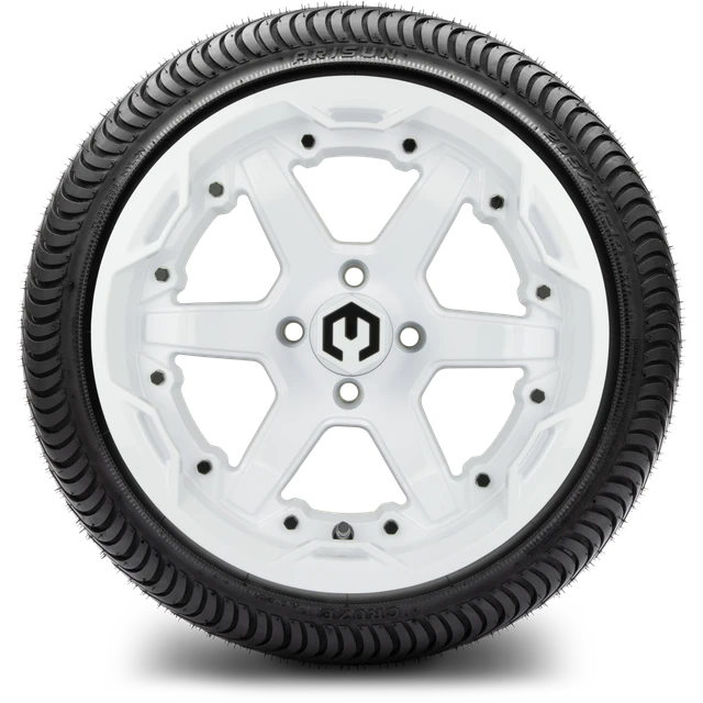 MODZ 14" Gladiator Glossy White Wheels and Street Tires Combo