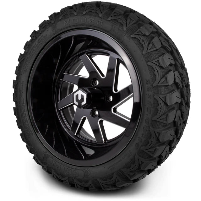 MODZ 14" Fury Glossy Black with Ball Mill Wheels & Off-Road Tires Combo