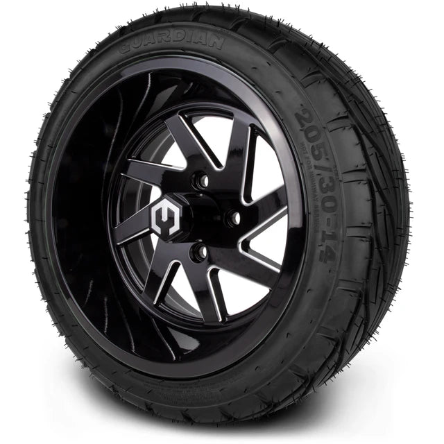 MODZ 14" Fury Glossy Black with Ball Mill Wheels & Street Tires Combo