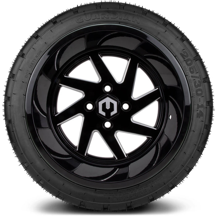 MODZ 14" Fury Glossy Black with Ball Mill Wheels & Street Tires Combo
