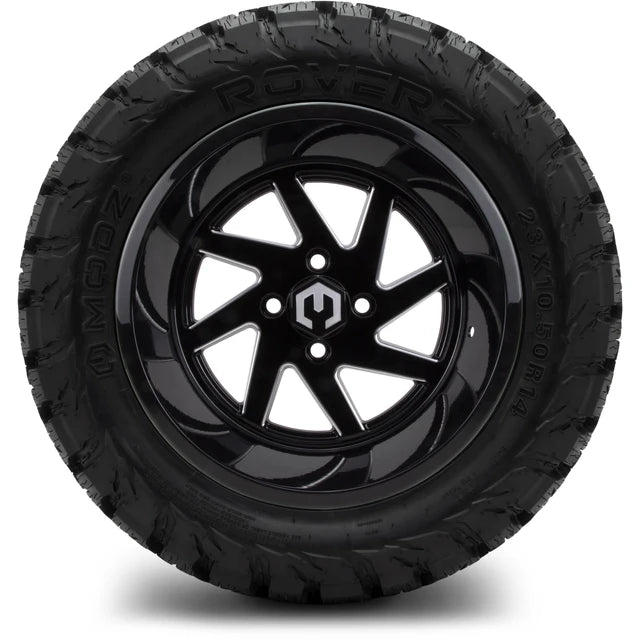 MODZ 14" Fury Glossy Black with Ball Mill Wheels & Off-Road Tires Combo