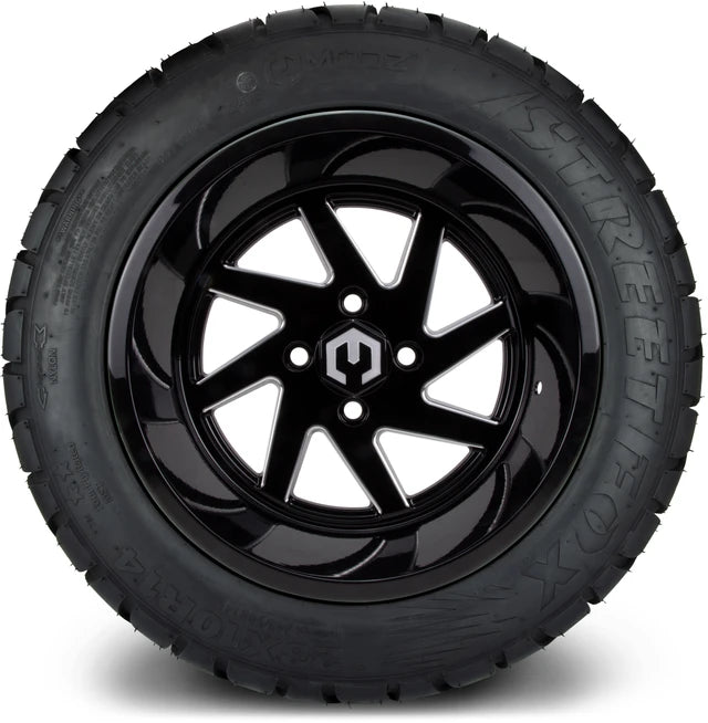 MODZ 14" Fury Glossy Black with Ball Mill Wheels & Street Tires Combo