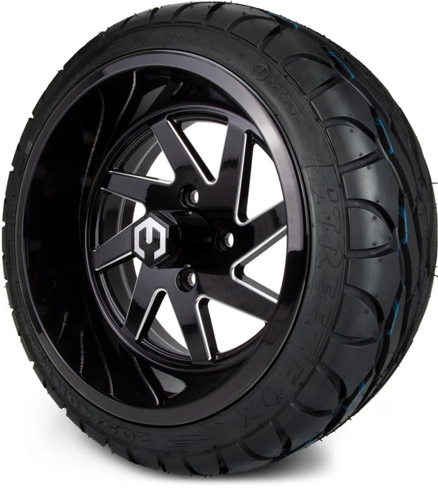 MODZ 14" Fury Glossy Black with Ball Mill Wheels & Street Tires Combo