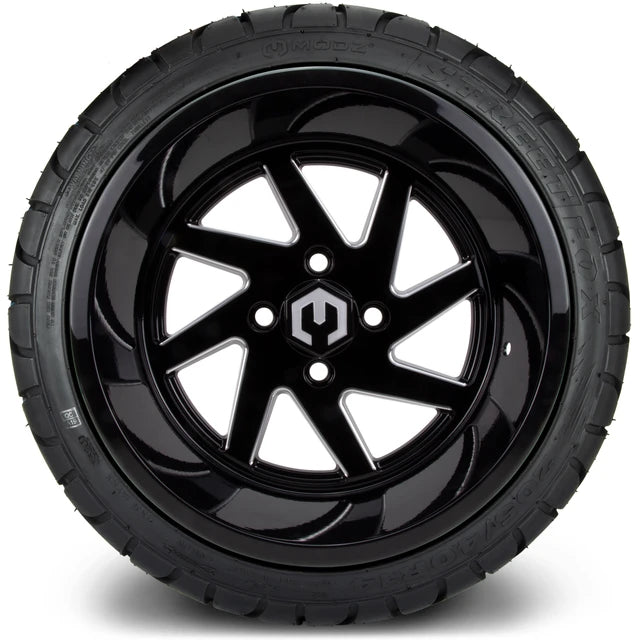 MODZ 14" Fury Glossy Black with Ball Mill Wheels & Street Tires Combo