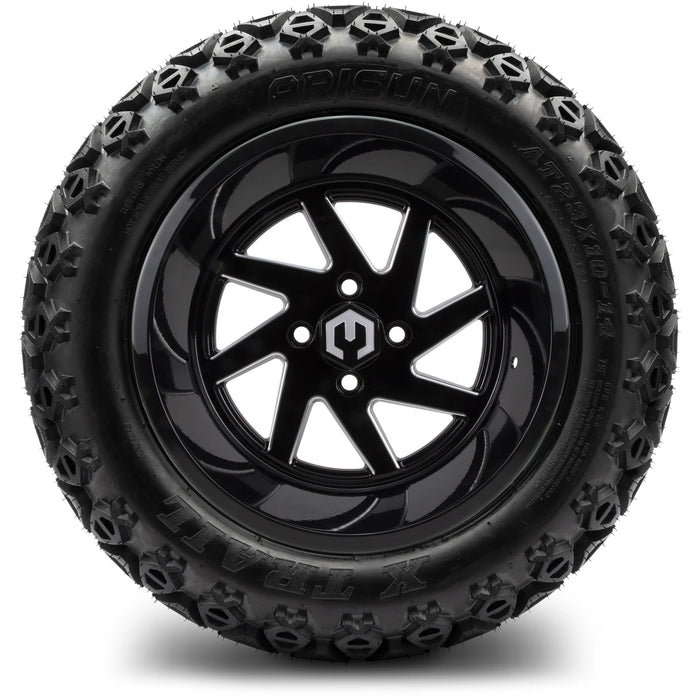 MODZ 14" Fury Glossy Black with Ball Mill Wheels & Off-Road Tires Combo