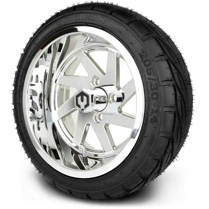 MODZ 14" Fury Chrome Wheels & Street Tires Combo