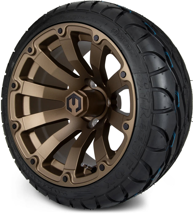 MODZ 14" Bomber Matte Bronze Wheels & Street Tires Combo