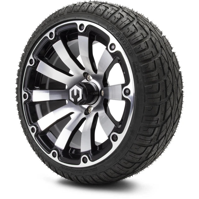 MODZ 14" Bomber Machined Black Wheels & Street Tires Combo