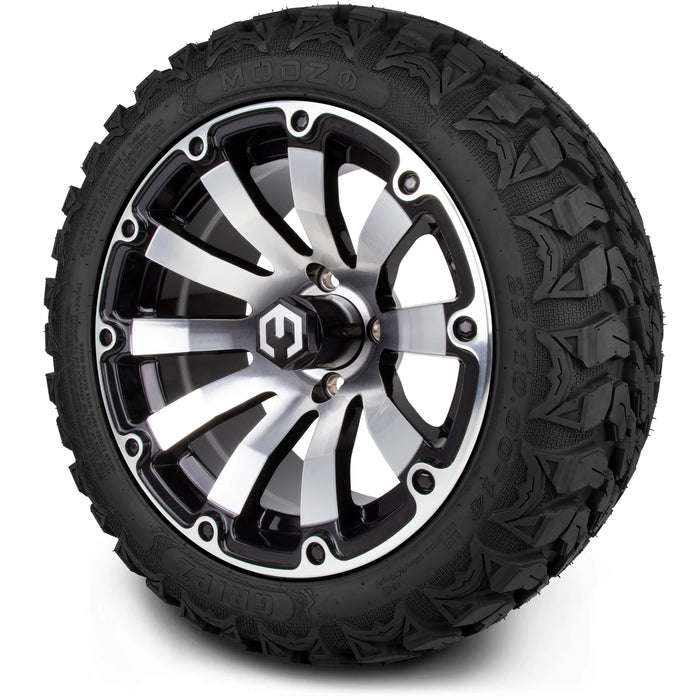 MODZ 14" Bomber Machined Black Wheels & Off-Road Tires Combo