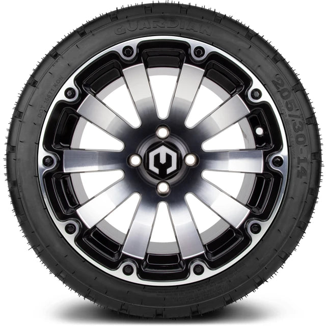 MODZ 14" Bomber Machined Black Wheels & Street Tires Combo