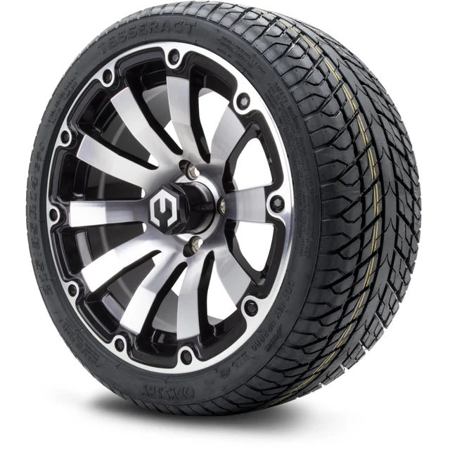 MODZ 14" Bomber Machined Black Wheels & Street Tires Combo