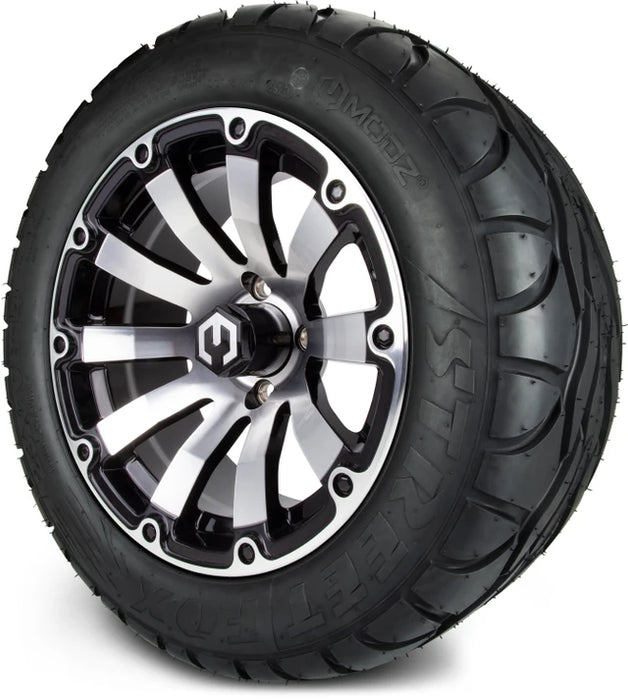 MODZ 14" Bomber Machined Black Wheels & Street Tires Combo