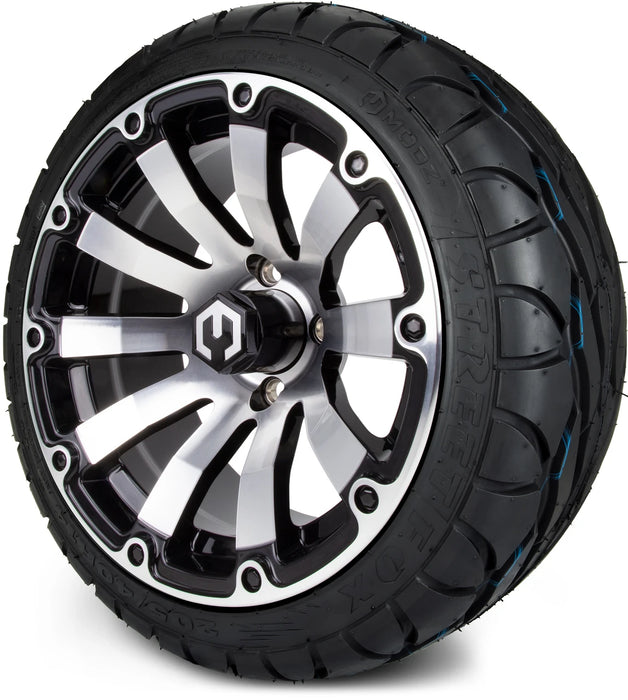 MODZ 14" Bomber Machined Black Wheels & Street Tires Combo