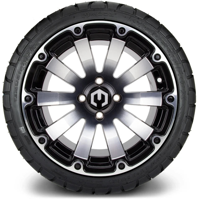 MODZ 14" Bomber Machined Black Wheels & Street Tires Combo