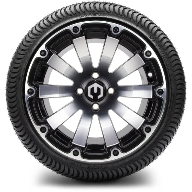 MODZ 14" Bomber Machined Black Wheels & Street Tires Combo
