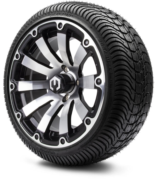 MODZ 14" Bomber Machined Black Wheels & Street Tires Combo