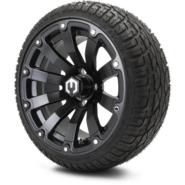 MODZ 14" Bomber Matte Black Wheels & Street Tires Combo