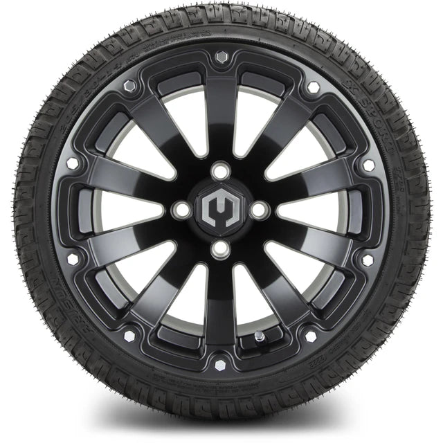 MODZ 14" Bomber Matte Black Wheels & Street Tires Combo