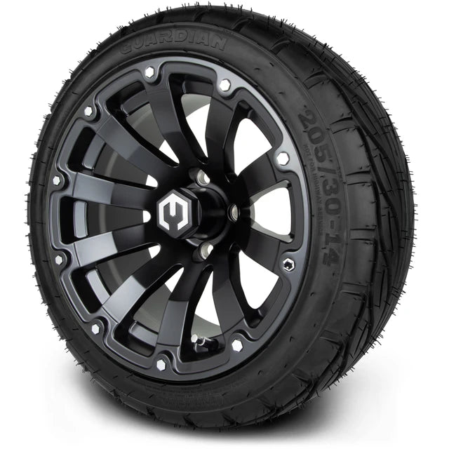 MODZ 14" Bomber Matte Black Wheels & Street Tires Combo
