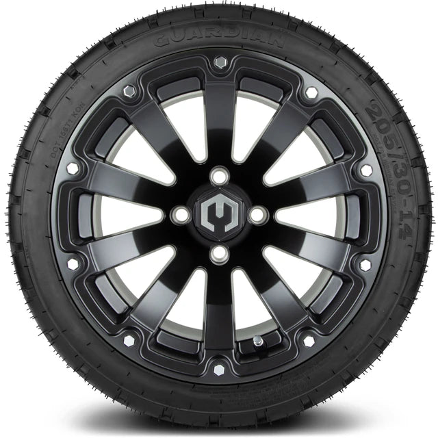MODZ 14" Bomber Matte Black Wheels & Street Tires Combo