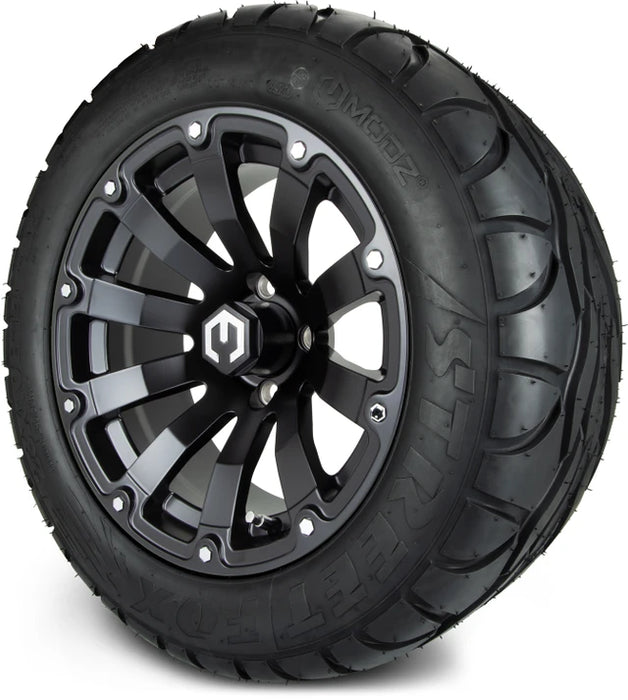 MODZ 14" Bomber Matte Black Wheels & Street Tires Combo