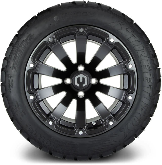 MODZ 14" Bomber Matte Black Wheels & Street Tires Combo