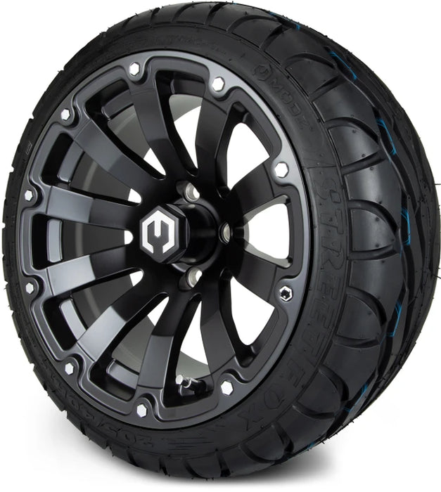 MODZ 14" Bomber Matte Black Wheels & Street Tires Combo