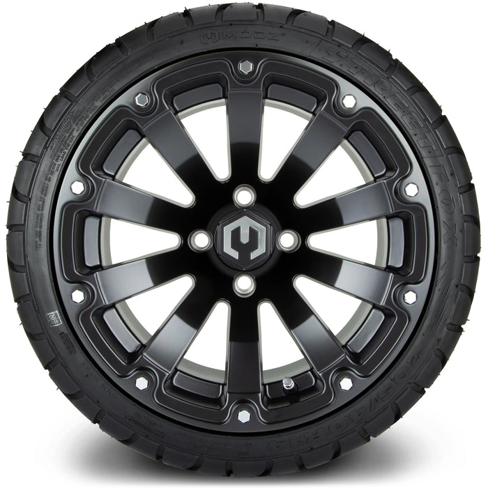 MODZ 14" Bomber Matte Black Wheels & Street Tires Combo