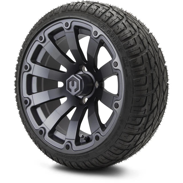 MODZ 14" Bomber Matte Gunmetal Wheels & Street Tires Combo