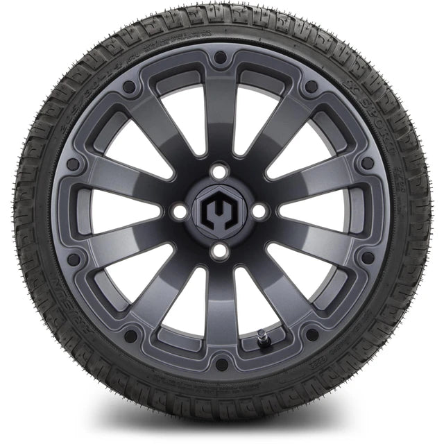 MODZ 14" Bomber Matte Gunmetal Wheels & Street Tires Combo