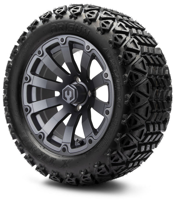 MODZ 14' Bomber Matte Gunmetal - Tire and Wheel Combo