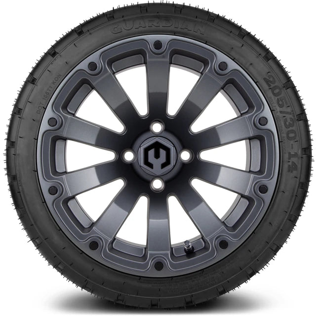 MODZ 14" Bomber Matte Gunmetal Wheels & Street Tires Combo