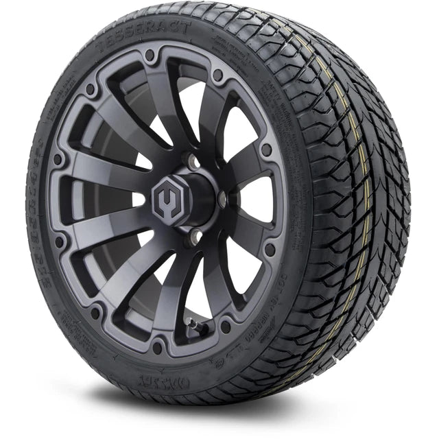 MODZ 14" Bomber Matte Gunmetal Wheels & Street Tires Combo