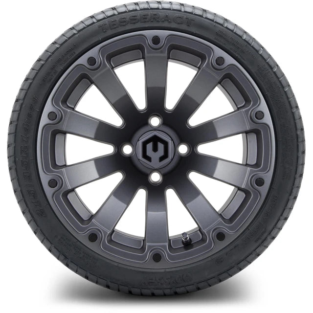 MODZ 14" Bomber Matte Gunmetal Wheels & Street Tires Combo