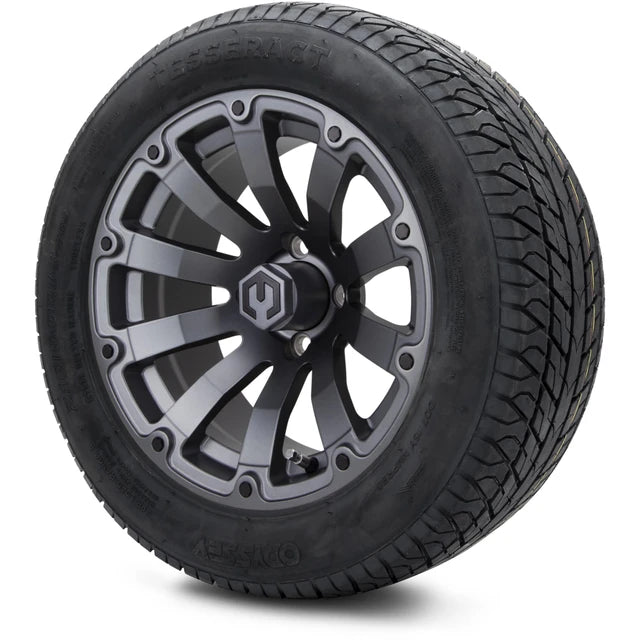 MODZ 14" Bomber Matte Gunmetal Wheels & Street Tires Combo