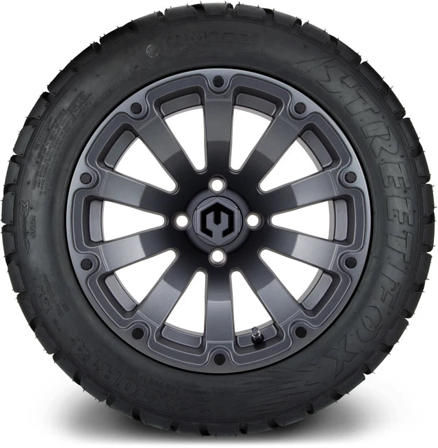 MODZ 14" Bomber Matte Gunmetal Wheels & Street Tires Combo