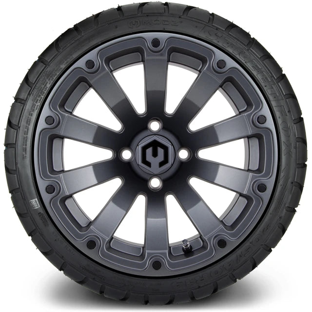 MODZ 14" Bomber Matte Gunmetal Wheels & Street Tires Combo