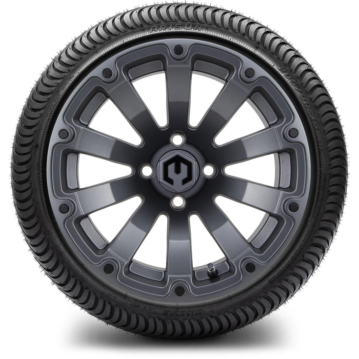 MODZ 14" Bomber Matte Gunmetal Wheels & Street Tires Combo