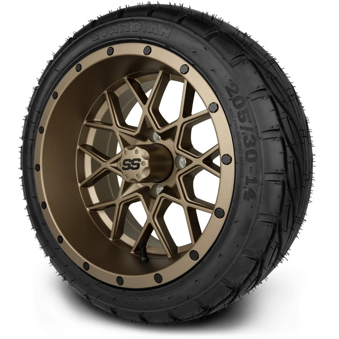 MODZ 14" Vortex Matte Bronze Wheels & Street Tires Combo