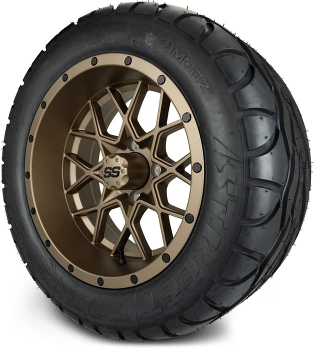 MODZ 14" Vortex Matte Bronze Wheels & Street Tires Combo