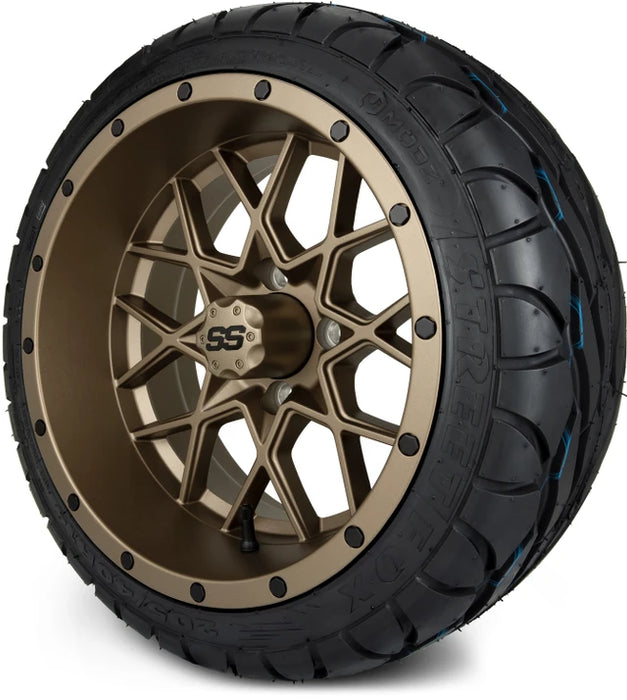 MODZ 14" Vortex Matte Bronze Wheels & Street Tires Combo
