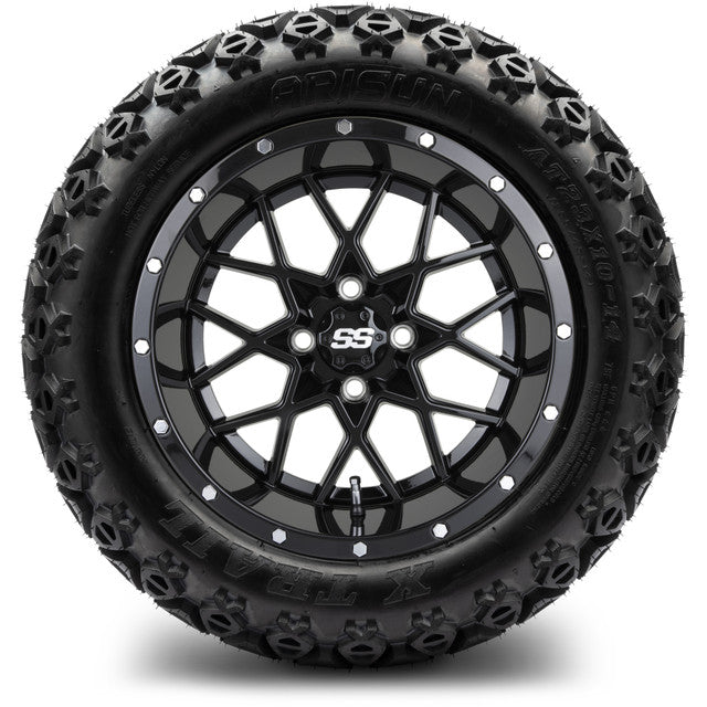 MODZ 14' Vortex Glossy Black - Tire and Wheel Combo