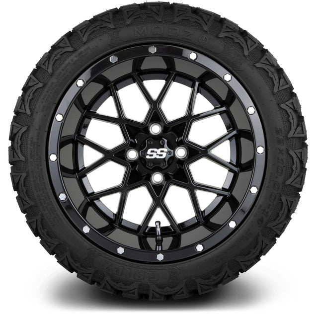 MODZ 14' Vortex Glossy Black - Tire and Wheel Combo
