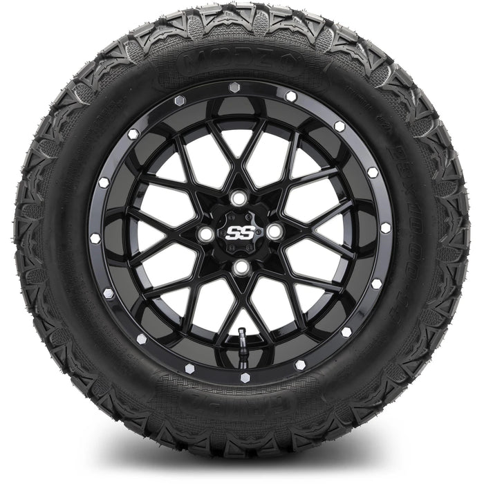 MODZ 14" Vortex Glossy Black Wheels & Off-Road Tires Combo