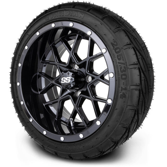 MODZ 14' Vortex Glossy Black - Tire and Wheel Combo