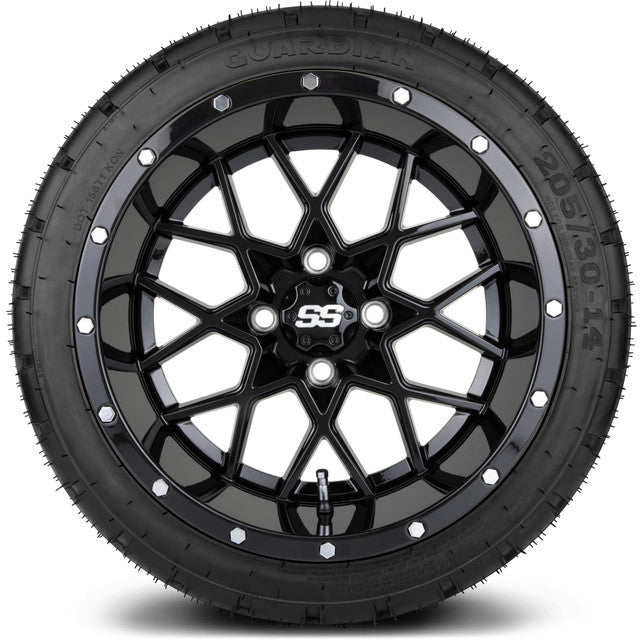 MODZ 14' Vortex Glossy Black - Tire and Wheel Combo
