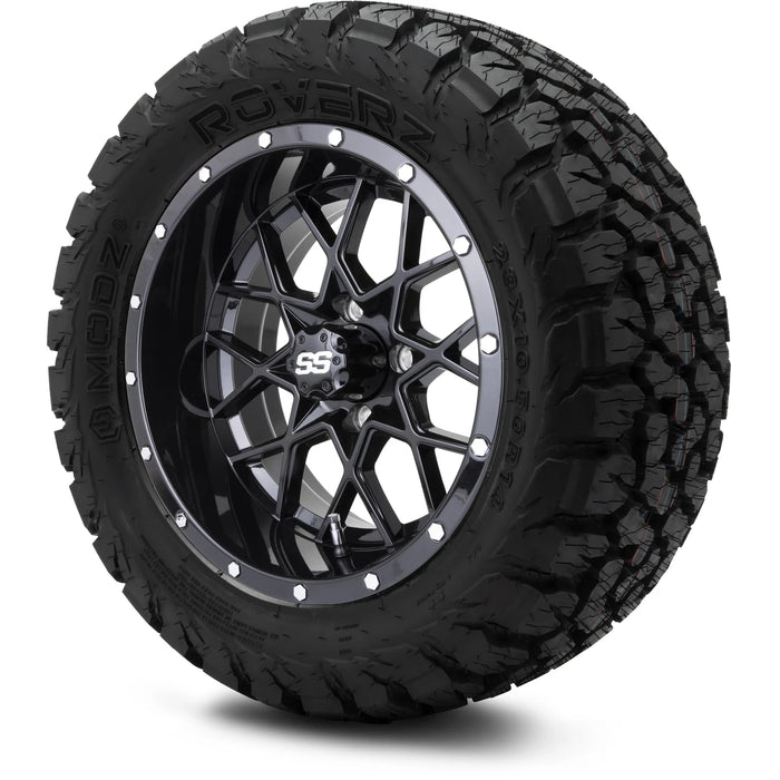 MODZ 14" Vortex Glossy Black Wheels & Off-Road Tires Combo