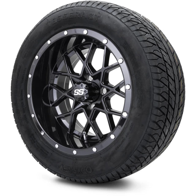 MODZ 14" Vortex Glossy Black Wheels & Street Tires Combo