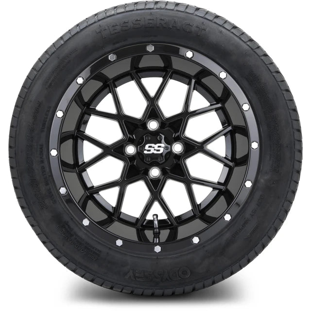 MODZ 14" Vortex Glossy Black Wheels & Street Tires Combo